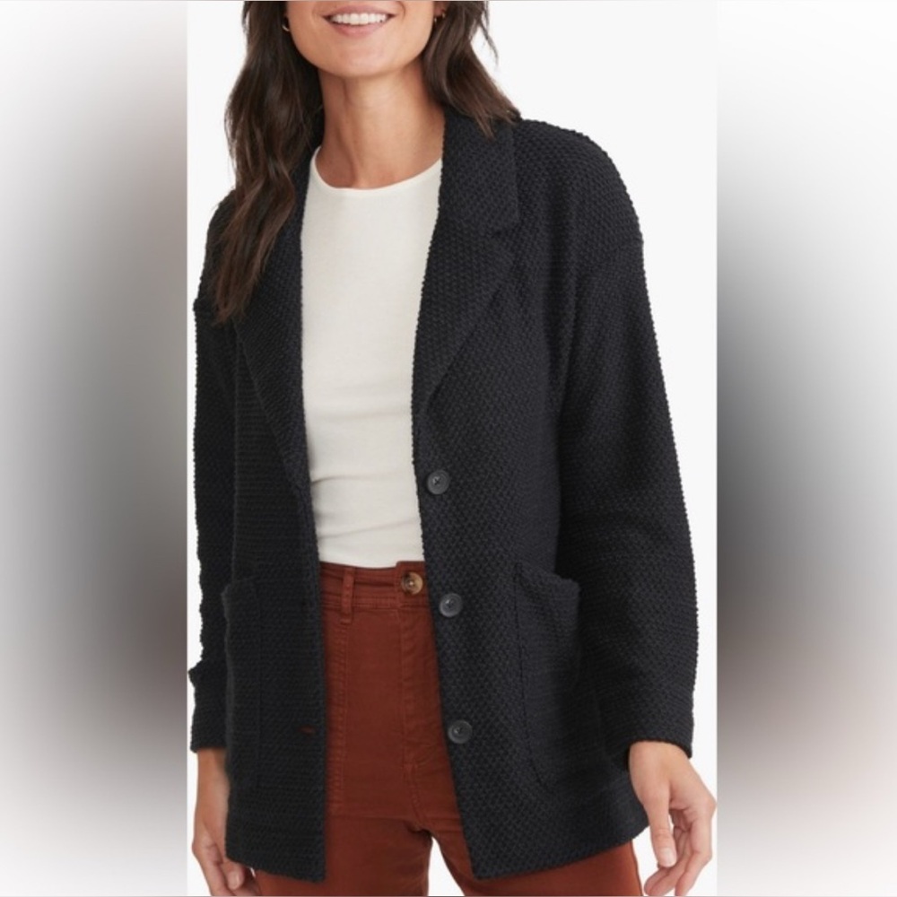 Marine Layer Black Knit Button-Front Cardigan
